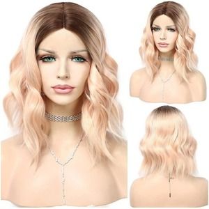 NEW Light Pink Synthetic Lace Front Wigs Ombre Pink Heat Resistant Pink Wig